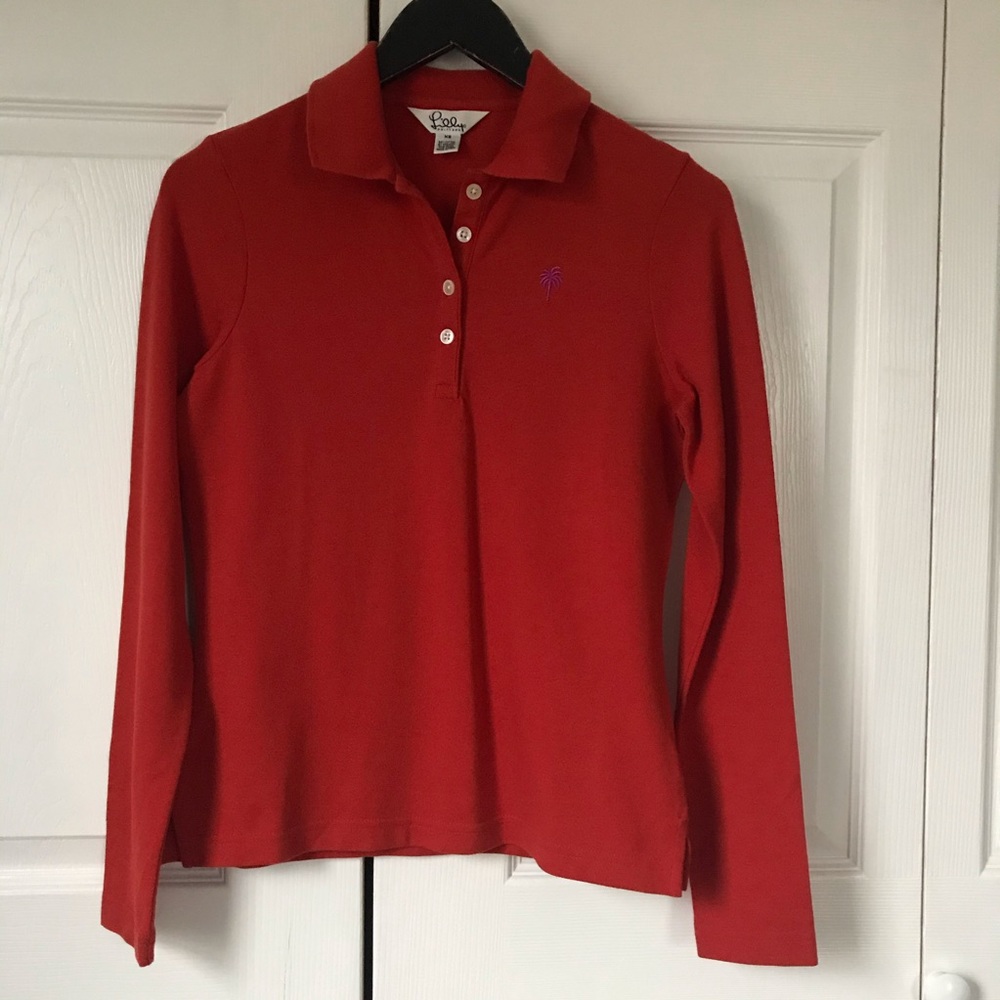 Lilly Pulitzer long sleeve polo red/orange XS
